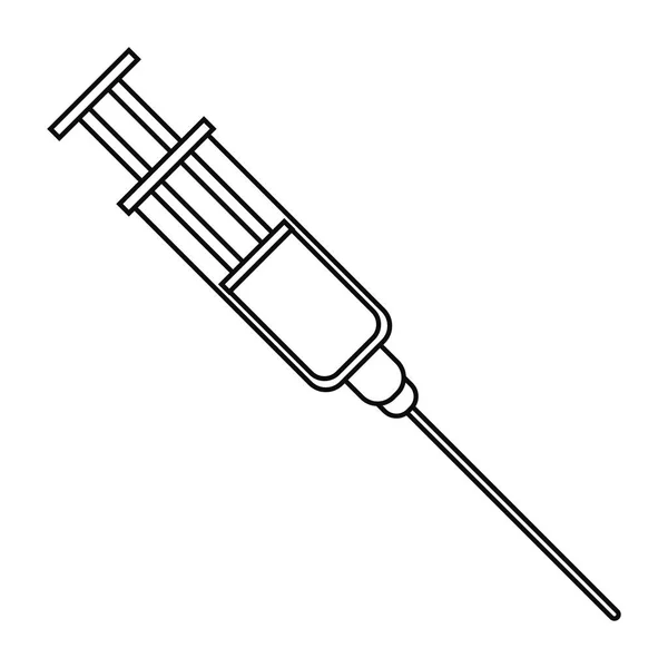Injekční stříkačka zdravotnictví ikonu tenká čára — Stockový vektor