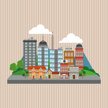 Doğa şehir, vektör tasarım, yapı ve Emlak ile ilgili örnek