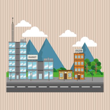 Doğa şehir, vektör tasarım, yapı ve Emlak ile ilgili örnek