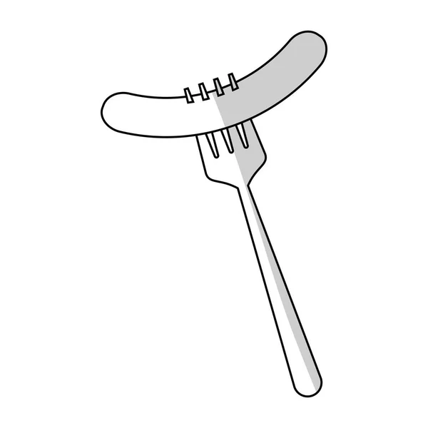 Fourchette avec icône de saucisse — Image vectorielle