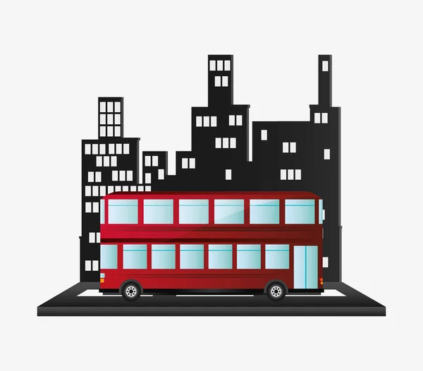 Bus zweistöckigen touristischen Transport städtischen Hintergrund — Stockvektor