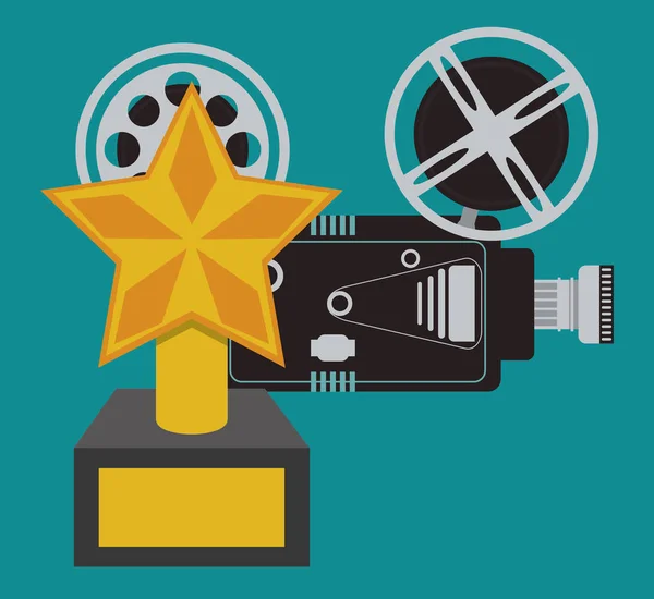 Filme de câmera de cinema e troféu de prêmio — Vetor de Stock