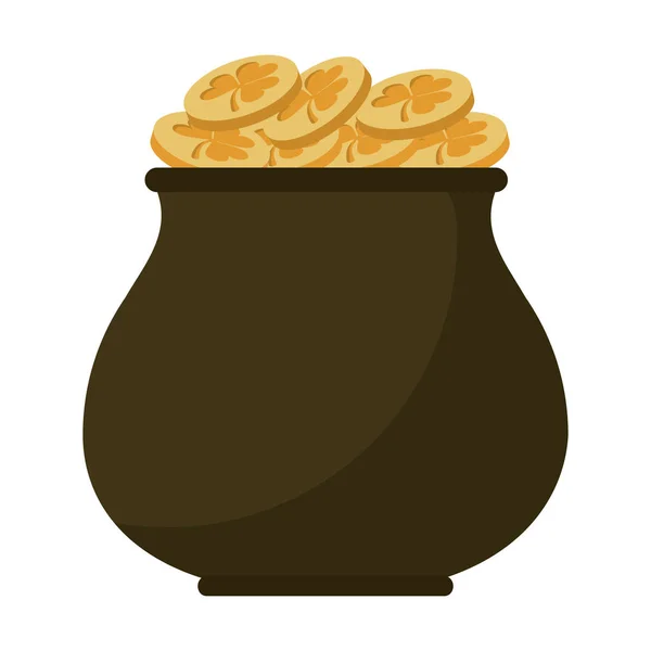 San Patricio día oro caldero tesoro — Vector de stock