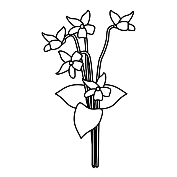Βιολέτα, λουλούδι άνοιξη φύση εικονίδιο λεπτή γραμμή — Διανυσματικό Αρχείο