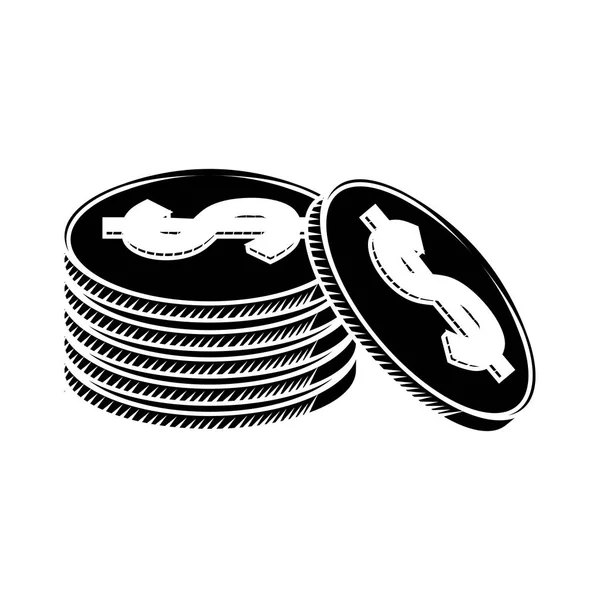 Munten munt geld stapel pictogram — Stockvector
