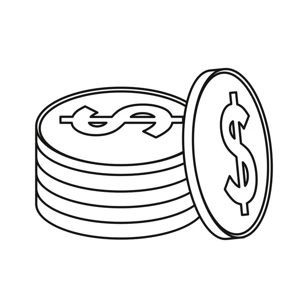 Pièces monnaie argent pile ligne mince — Image vectorielle