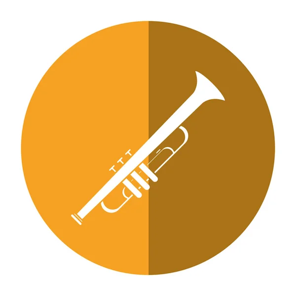 Trompeta músico instrumento icono sombra — Vector de stock