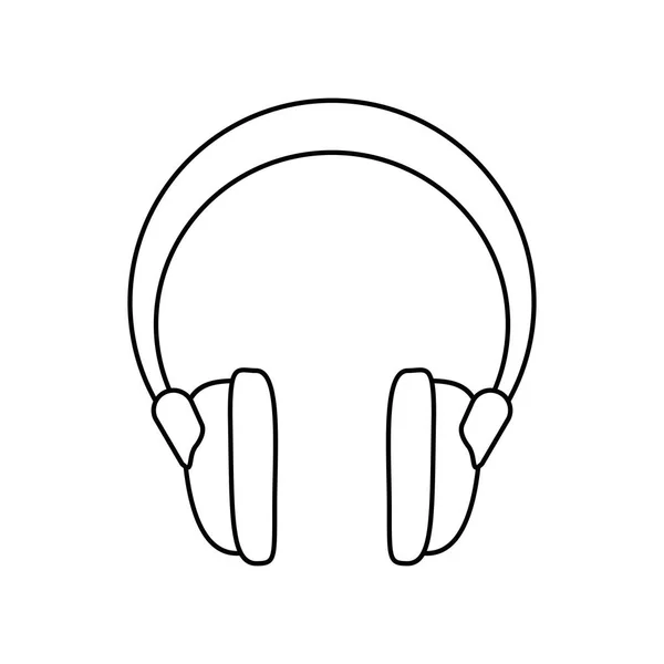 Auriculares dispositivo de sonido de música delgada línea — Vector de stock