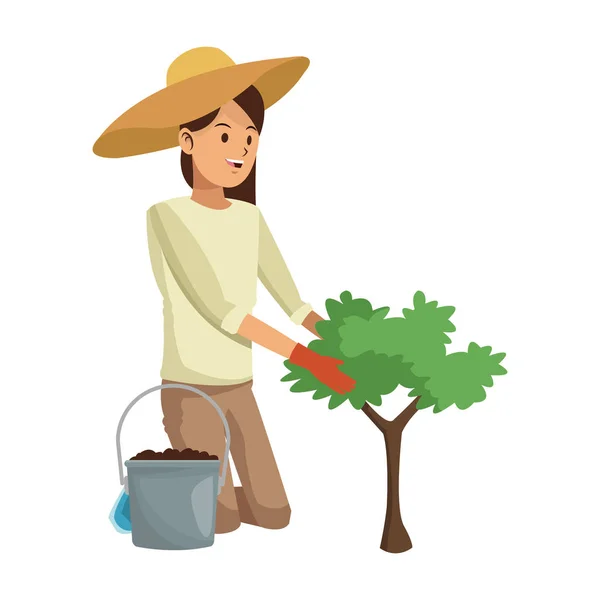 Pictogram van de vrouw van de tuinman — Stockvector