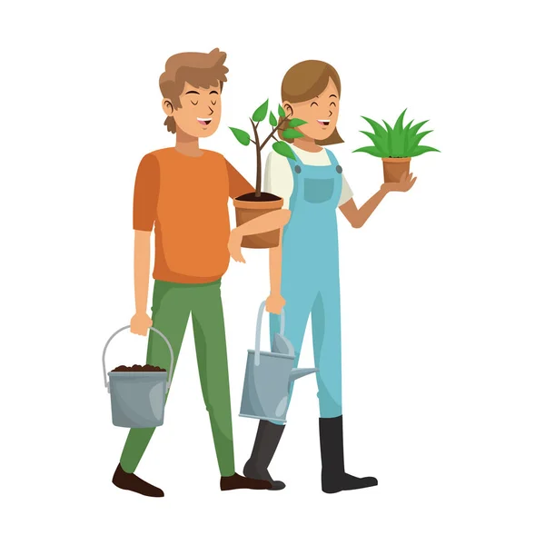 Jardinero pareja icono — Vector de stock