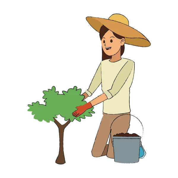 Ícone mulher jardineiro — Vetor de Stock