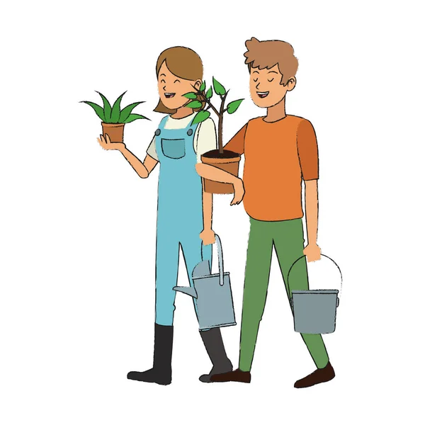 Icône couple jardinier — Image vectorielle
