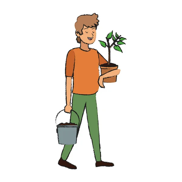 Ícone homem jardineiro — Vetor de Stock