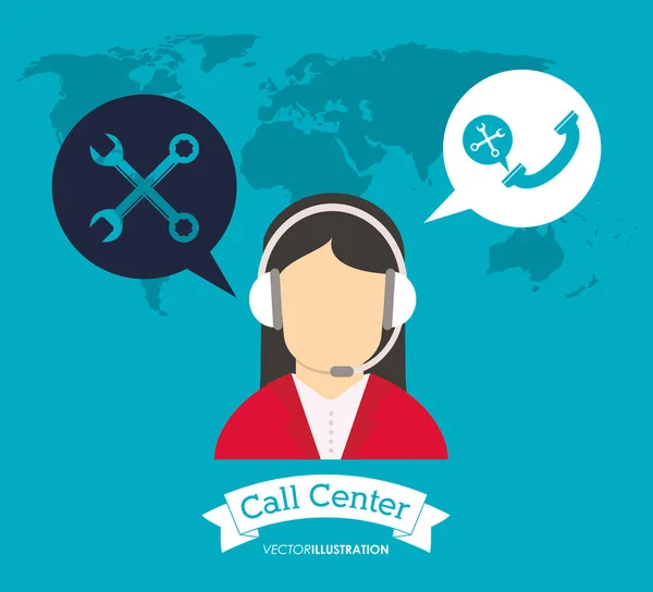 Operátor sluchátka call centrum světa podpora — Stockový vektor