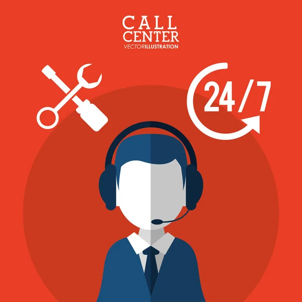 Call centrum mužské servisní podpora 24-7 — Stockový vektor