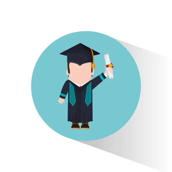 Graduate student holding certificate — Stock Vector