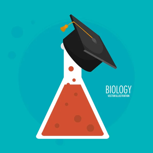 Icona del cappuccio di graduazione della provetta di biologia — Vettoriale Stock