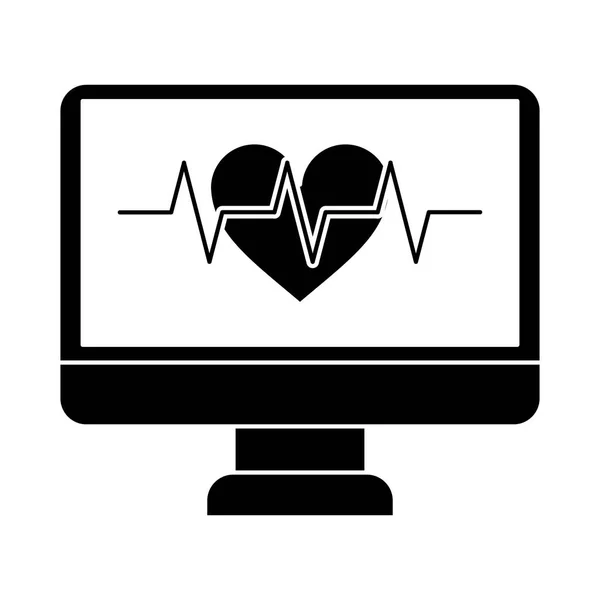 Monitorar batimento cardíaco cardiologia ritmo pictograma — Vetor de Stock