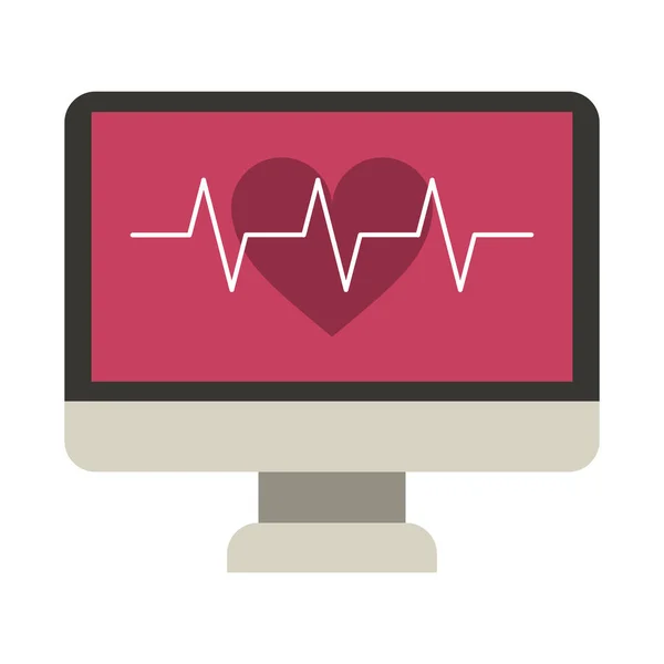 Monitorar ritmo cardiológico batimento cardíaco — Vetor de Stock