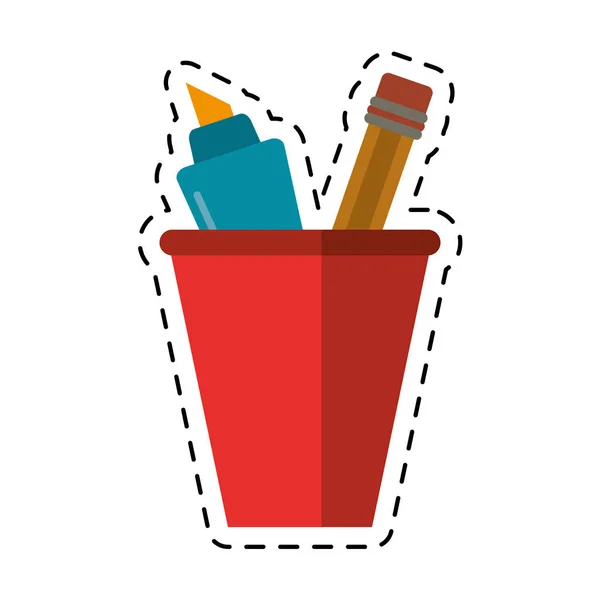 Kreslený šálku tužka školní nádobí — Stockový vektor