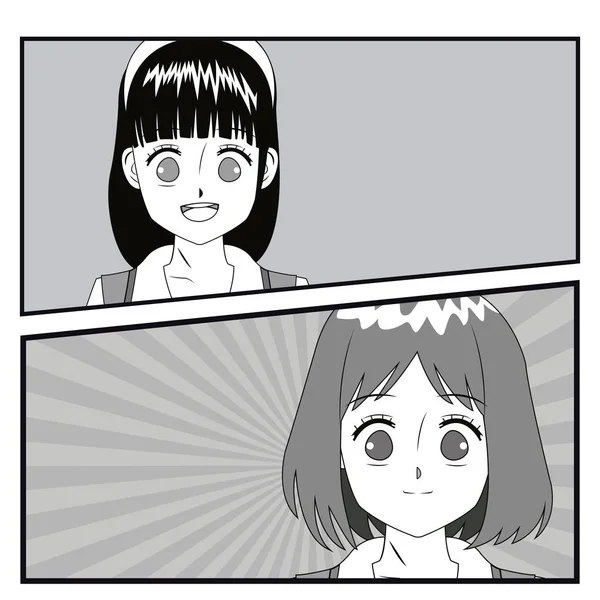 Comic Anime Mädchen — Stockvektor