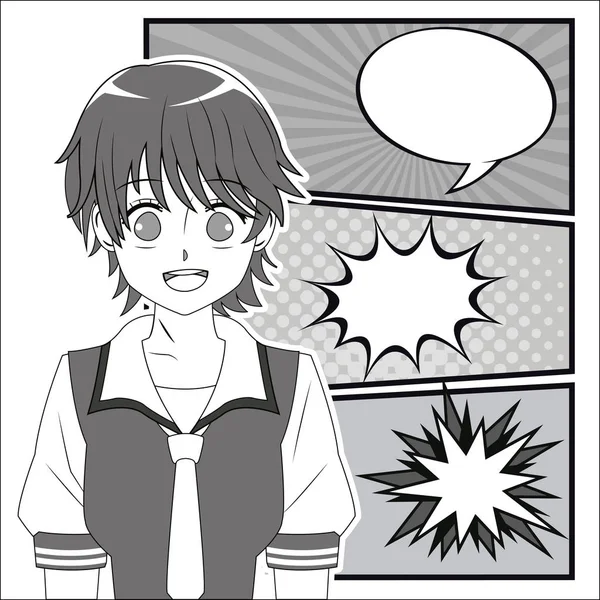 Anime Mädchen Comic Blase Rede — Stockvektor