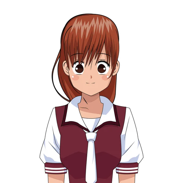 Anime dívka japonské znaky — Stockový vektor