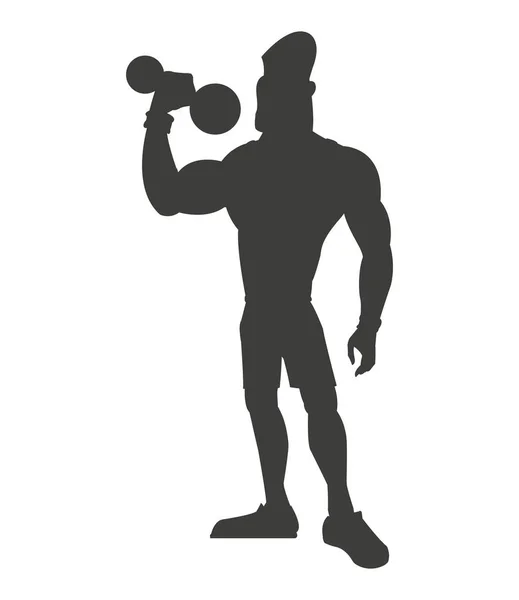 Silhouette healthy man weight lifting — Stock Vector