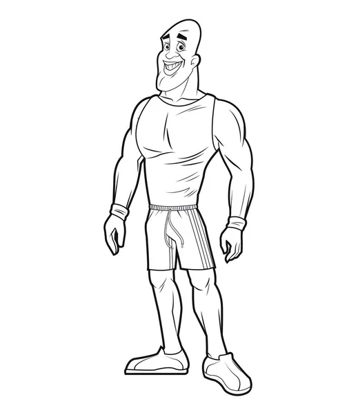 Healthy man athletic muscular sketch — Stock Vector