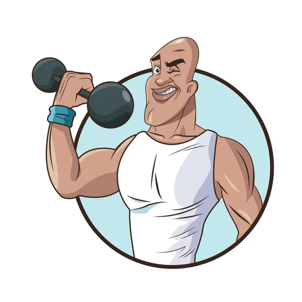 Hombre sano atlético musculatura peso barra — Vector de stock