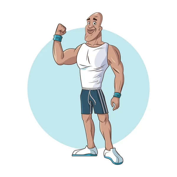 Hombre sano atlético musculoso brazo fuerte — Vector de stock