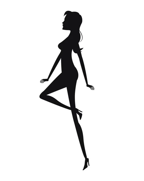 Silhouette woman fashion slim — Stock Vector