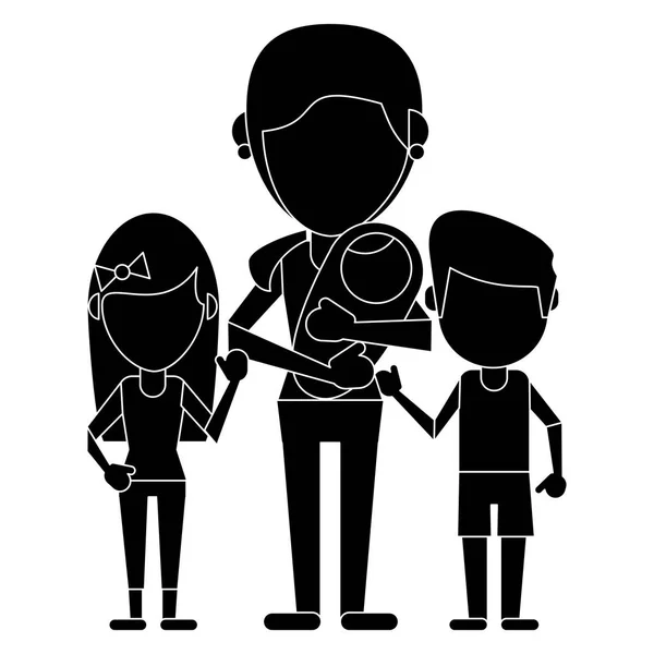 Mom with childrens and baby pictogram — Stock Vector