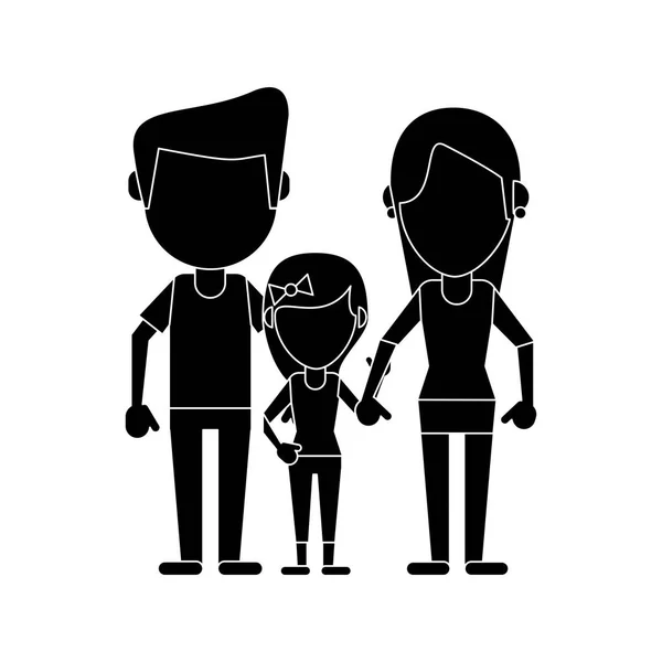 Szülők daugther családi piktogram — Stock Vector