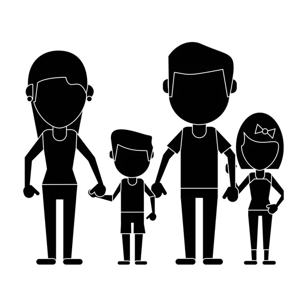 Familia padres hijo hija pictograma — Vector de stock