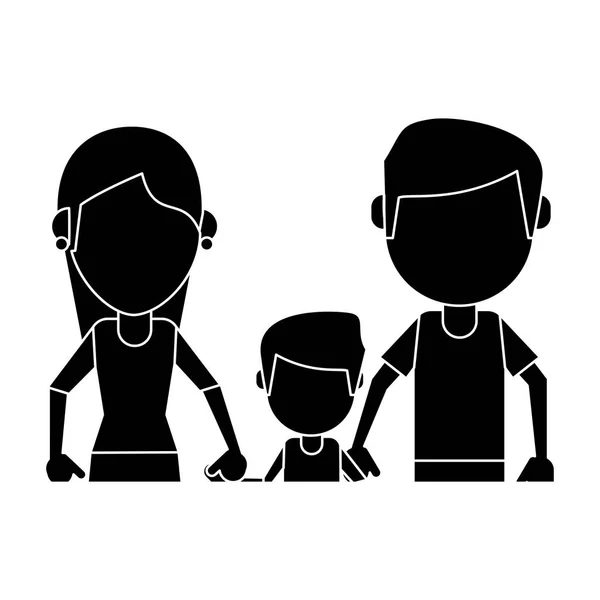 Father mother and son hing hands pictogram — Stock Vector