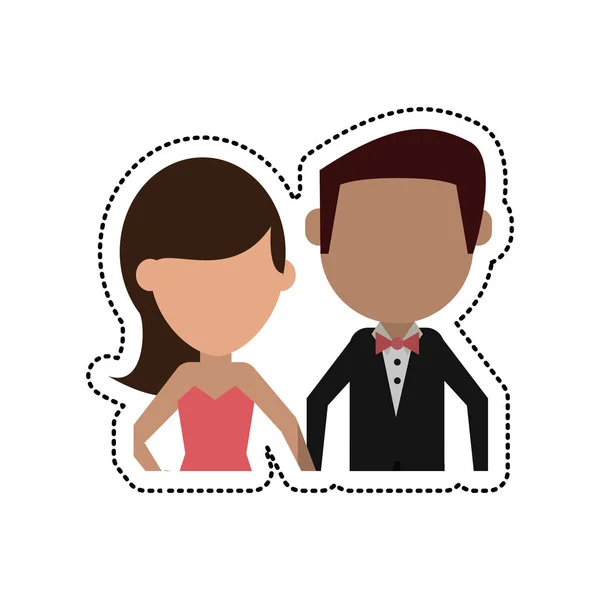 Novio de dibujos animados y novia pareja — Vector de stock