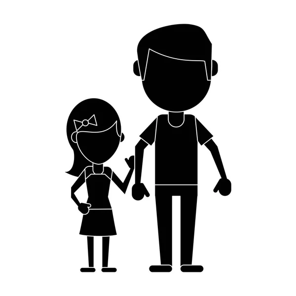 Vater und Tochter halten Händchen Piktogramm — Stockvektor