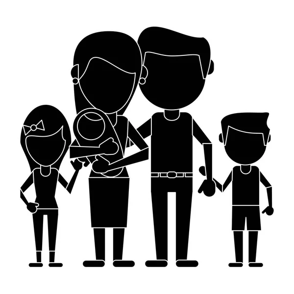 Family parents childs and baby pictogram — Stock Vector