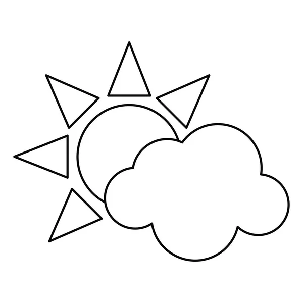 Sonne Wolken Wetter Symbol dünner Linie — Stockvektor