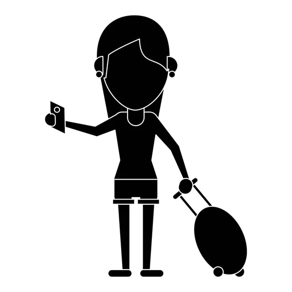 Passeport touristique fille et pictogramme de bagages — Image vectorielle