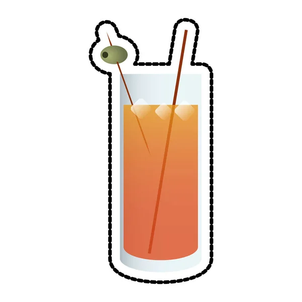 Cocktail in verfraaid glas pictogramafbeelding — Stockvector