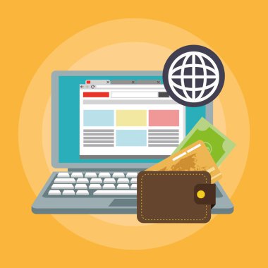 Online alışveriş veya e ticaret ile ilgili simgeler resim