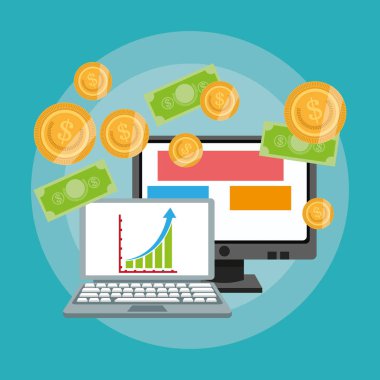 Online alışveriş veya e ticaret ile ilgili simgeler resim