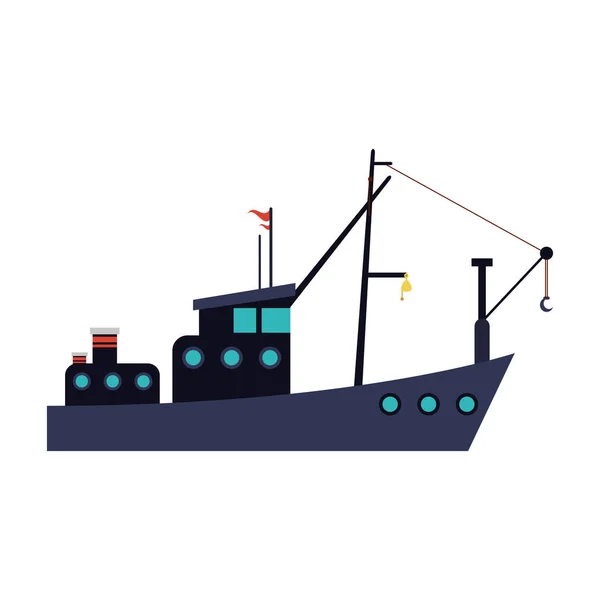 Horgászat hajóval ikon — Stock Vector