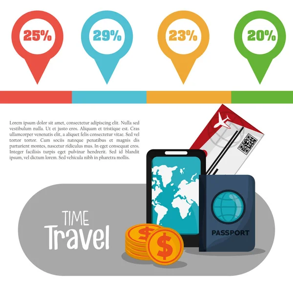 Información de vacaciones infografía de viajes en el tiempo — Vector de stock