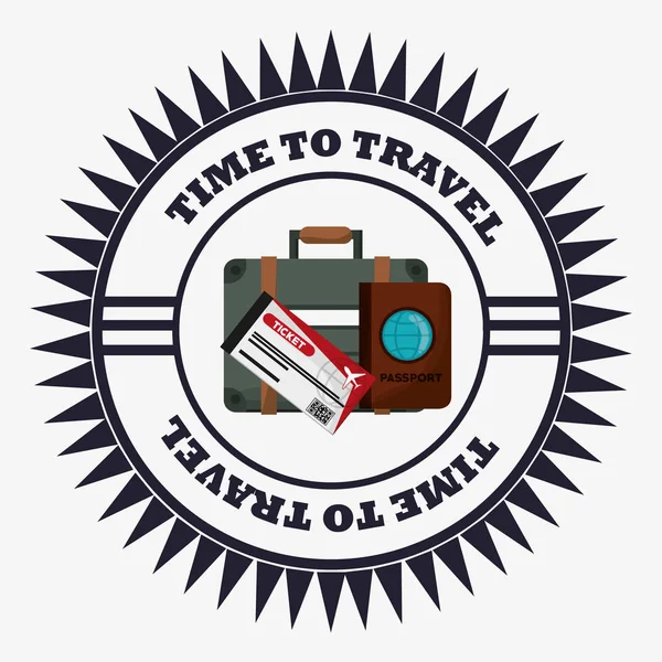 Équipement de voyage dans le temps timbre vacances — Image vectorielle