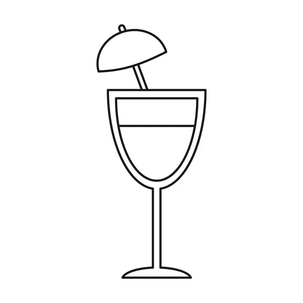 Cocktail cup paraplu drinken dunne lijn — Stockvector