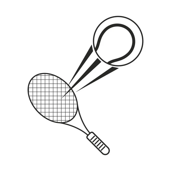 Tennis bal racket sport pictogram dunne lijn — Stockvector