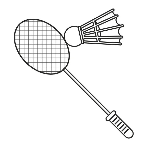 Raquette badminton navette sport ligne mince — Image vectorielle